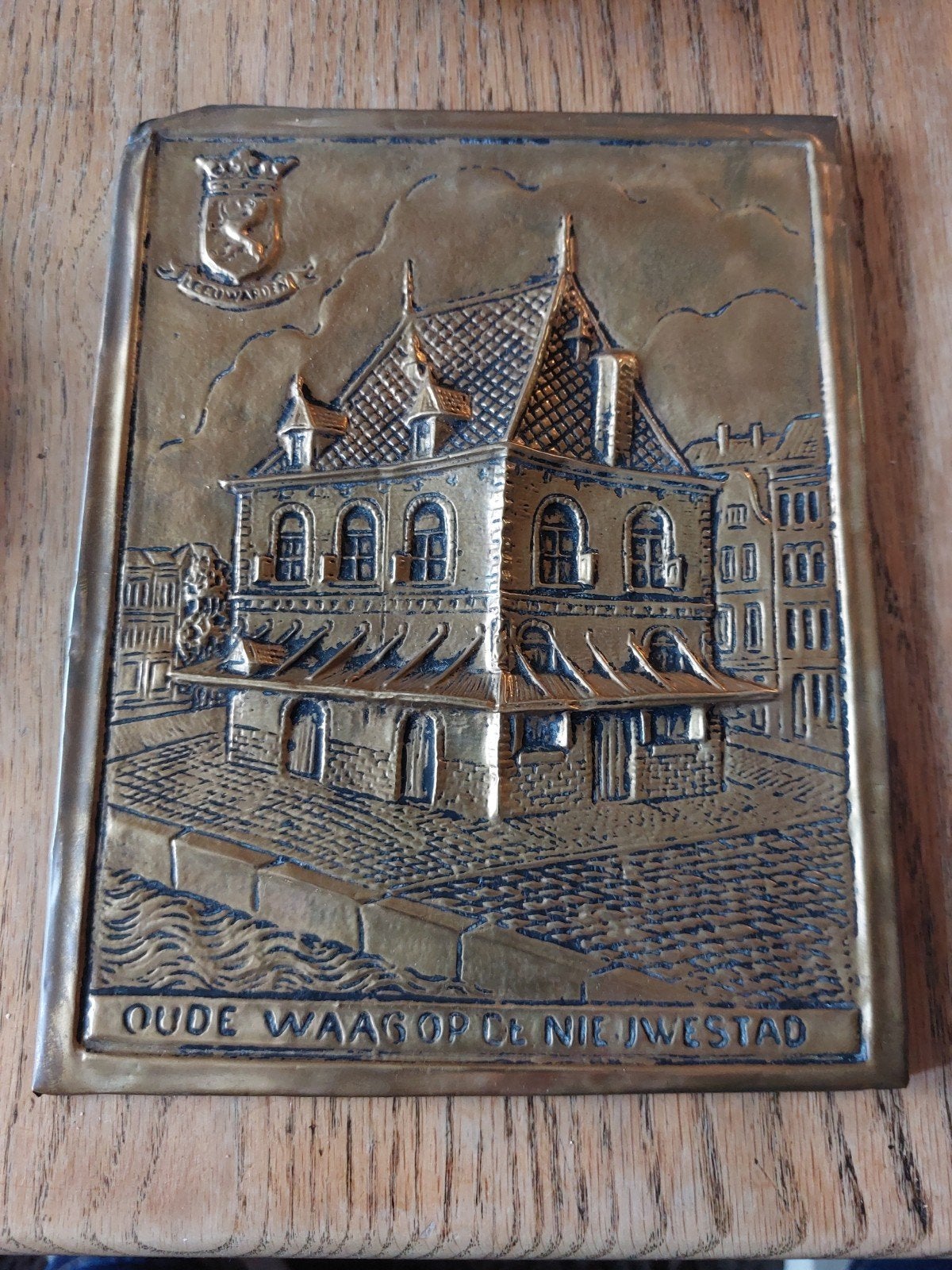 antieke messing wandplaquettevan De Waag in Leeuwarden, Ophalen of Verzenden