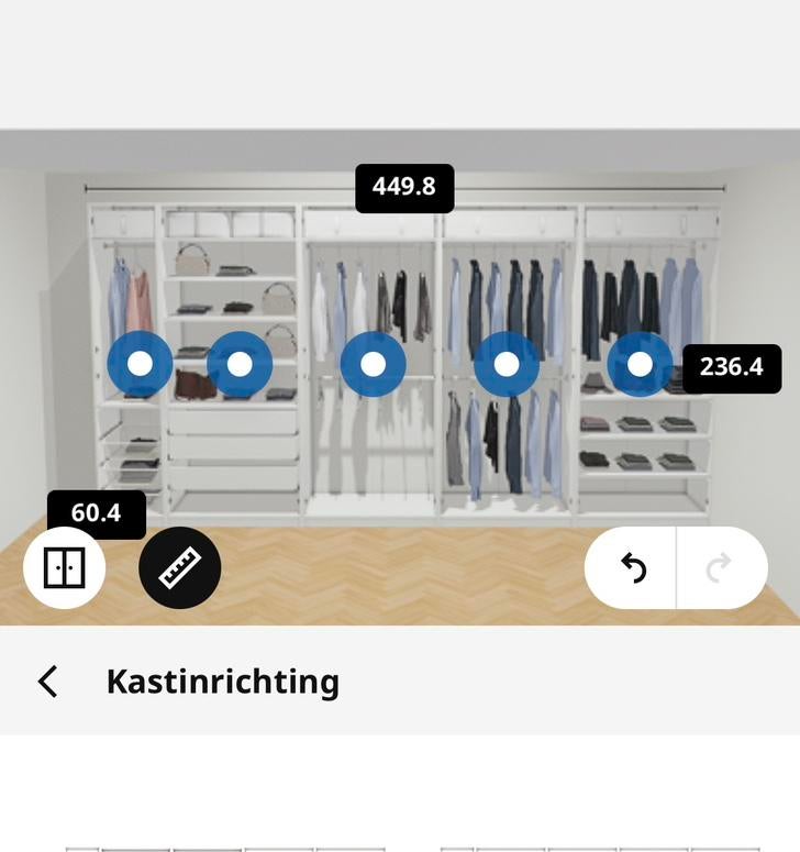 Witte pax kast mat deuren en zwarte handgrepen, 200 cm of meer, 50 tot 100 cm, Zo goed als nieuw, 50 tot 75 cm