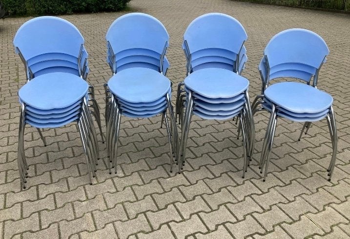 Stapelbare stoelen, lichtblauw, 18 stuks, Ophalen, Kunststof, Gebruikt, Blauw