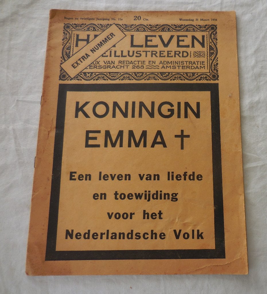 Het Leven Geïllustr. Wo 21 mrt 1934 Koningin Emma Overleden, Ophalen, Gebruikt, Nederland, Tijdschrift of Boek