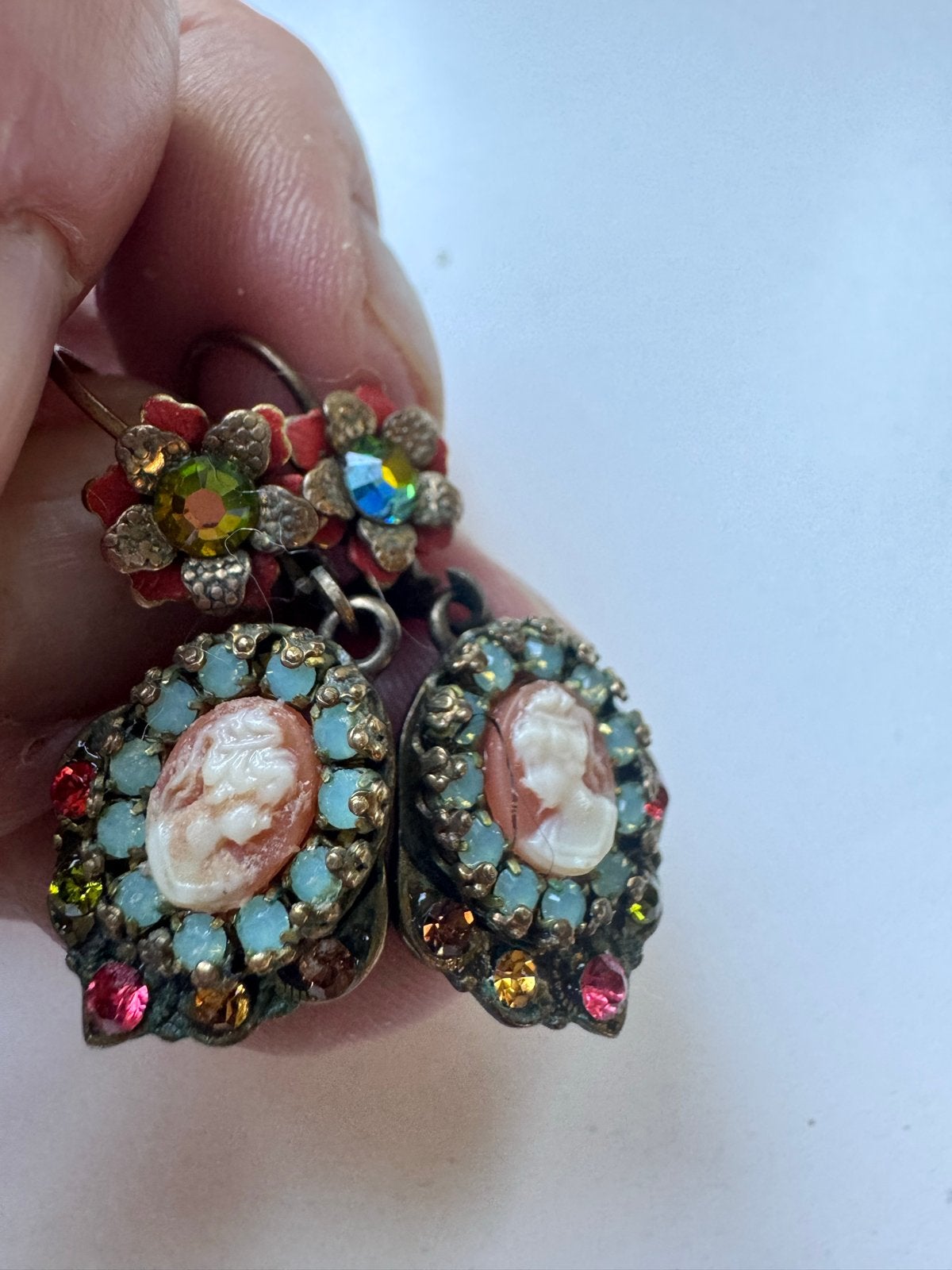 Michel Negrin Oorbellen met Camee, Met kristal, Overige materialen, Hangers, Overige kleuren