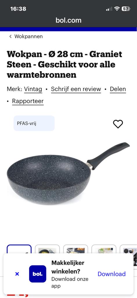 Nog een nieuwe wokpan in het rood zie op foto’s, Ophalen of Verzenden, Nieuw, Gietijzer, Wok