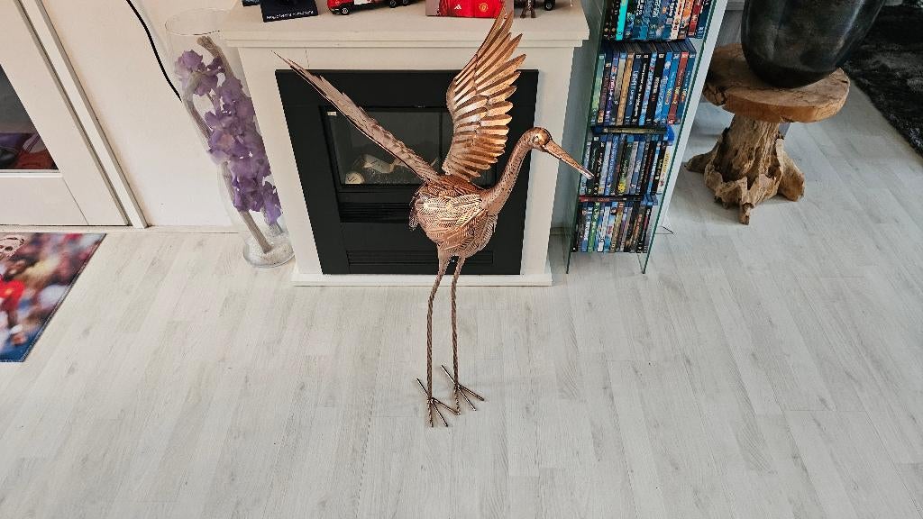 Groot Metalen Kraanvogel Beeld! NIEUW! 82 CM!, Ophalen of Verzenden, Nieuw, Overige typen