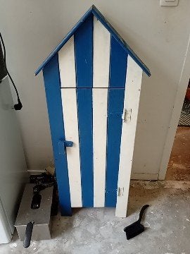 Decoratieve strandhuisje kast - blauw/wit gestreept, Ophalen