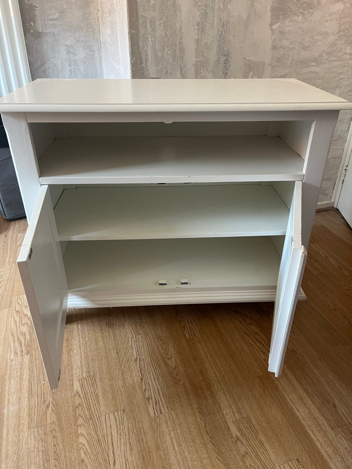 Wit tv-meubel met opbergruimte - handvat mist, Huis en Inrichting, Ophalen, Gebruikt, 50 tot 100 cm, Minder dan 100 cm