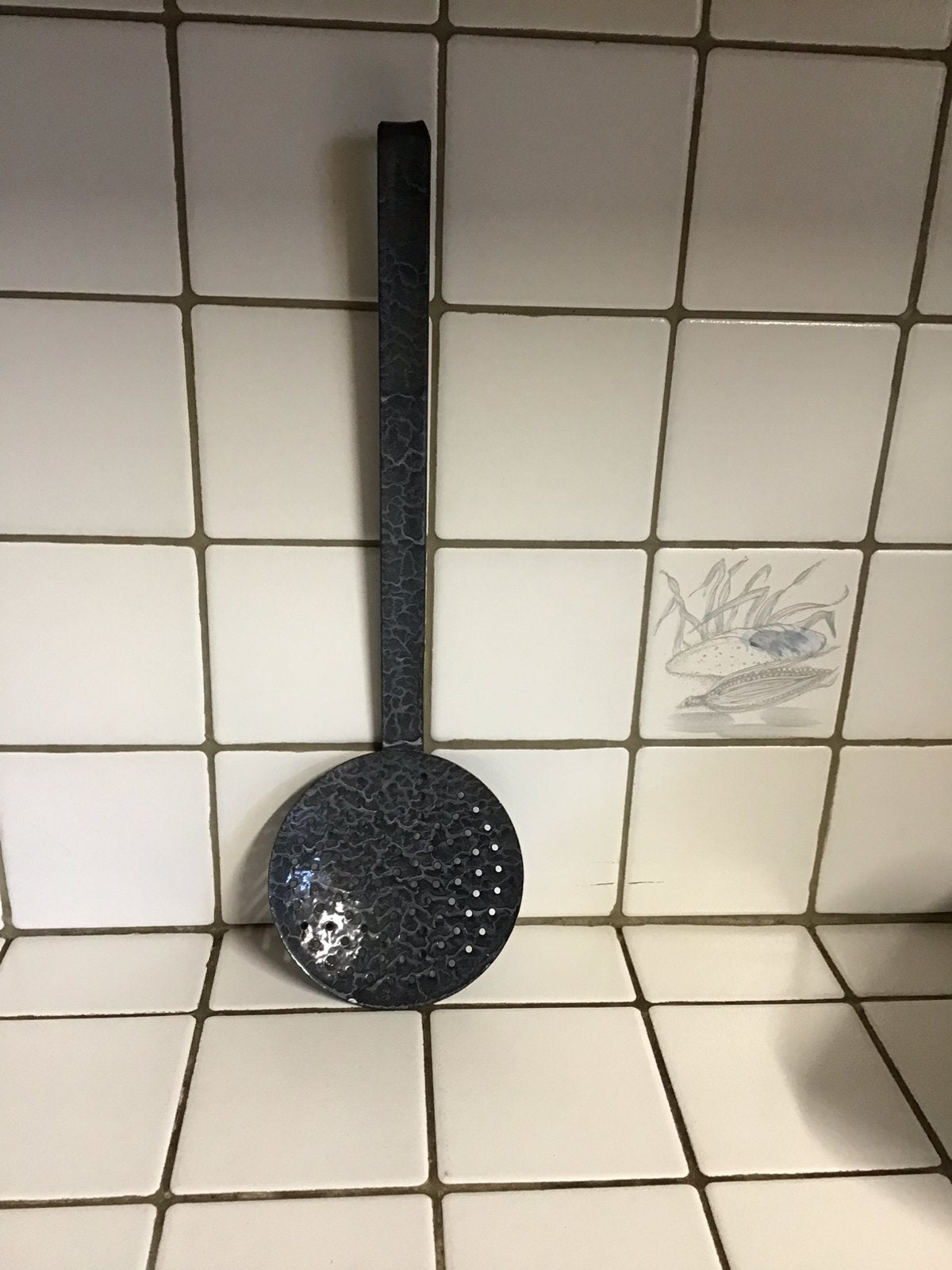 Vintage schuimspaan in emaille, Antiek en Kunst, Antiek | Emaille, Ophalen of Verzenden