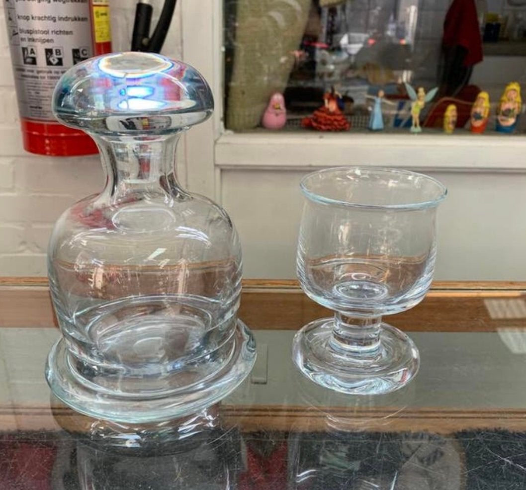 Karaf mooie Holmegaard Danmark karaf en glas in helder glas, Antiek en Kunst, Antiek | Glas en Kristal, Verzenden