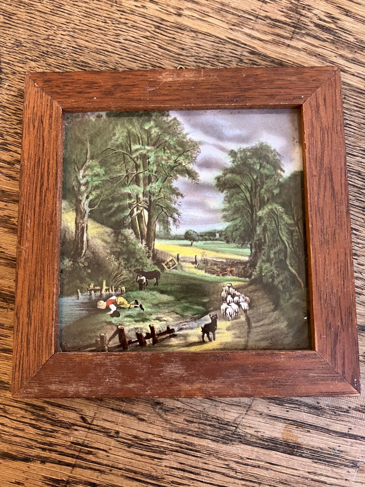 Vintage Mosa Holland Tegeltableau - Landschap met Schaapjes, Antiek en Kunst, Ophalen of Verzenden