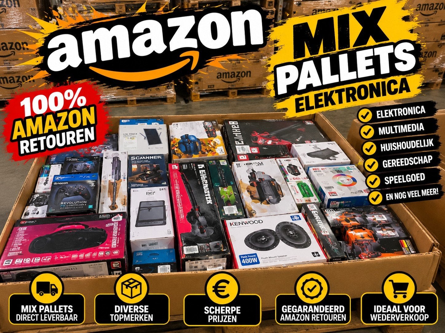 Amazon Retourpallets Elektronica Multimedia Mix Partijen, Zakelijke goederen, Ophalen, Audio, Tv en Foto