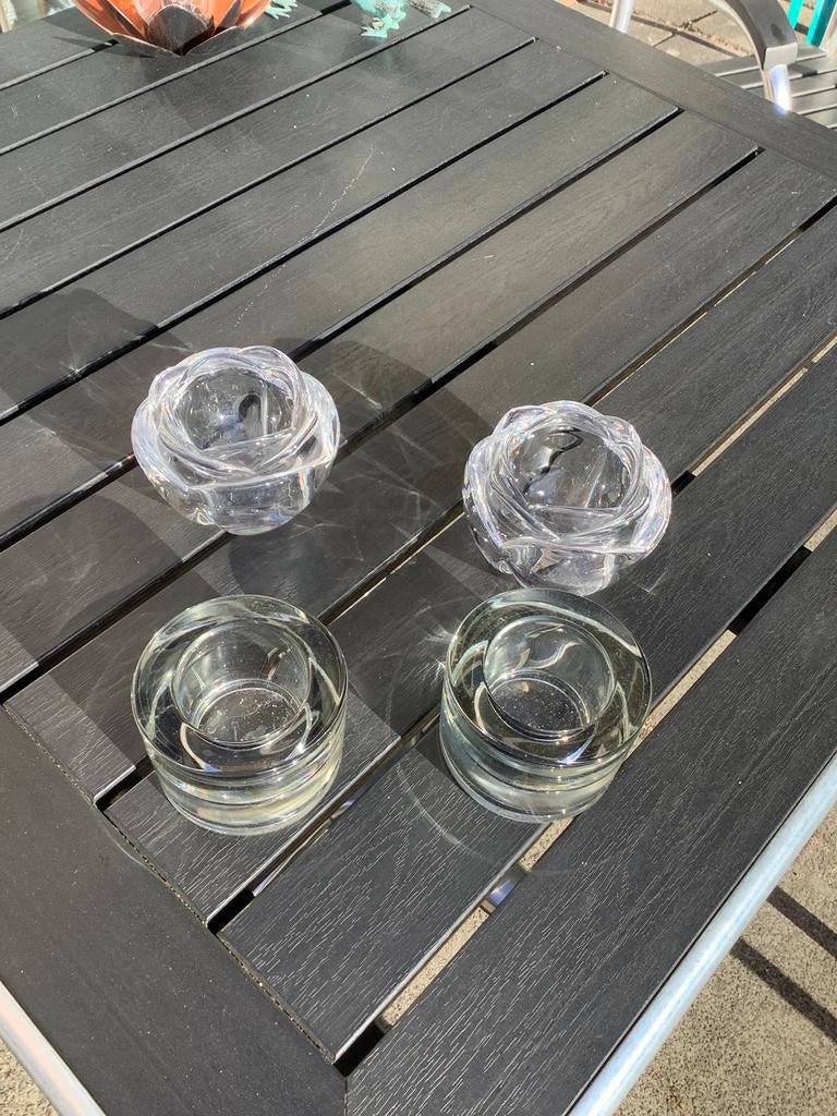 4 glazen waxine lichten, Ophalen, Overige materialen, Zo goed als nieuw, Kandelaar