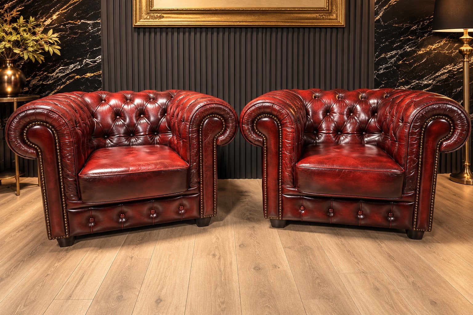 Orginele Chesterfield Lederen Birmingham Fauteuils !!, Ophalen of Verzenden, Gebruikt, 75 tot 100 cm