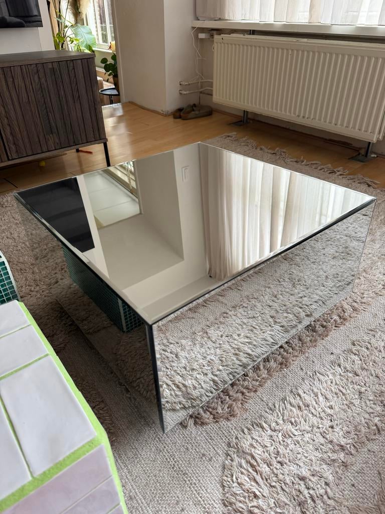 HK Living Mirror block tafel - 60x60x35cm, Ophalen, Gebruikt, Vierkant, 50 tot 100 cm