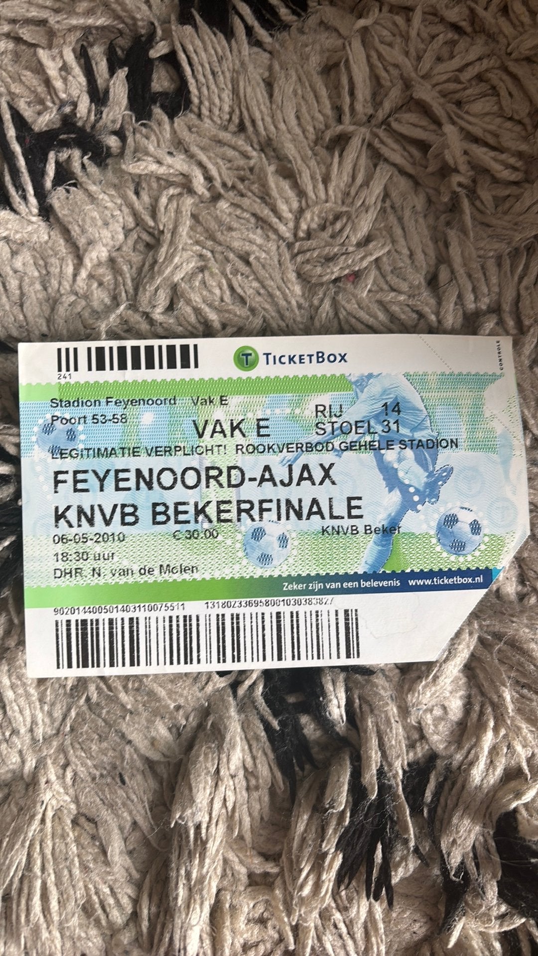 Oud stadionticket feyenoord ajax 2010, Verzenden, Zo goed als nieuw, Ajax