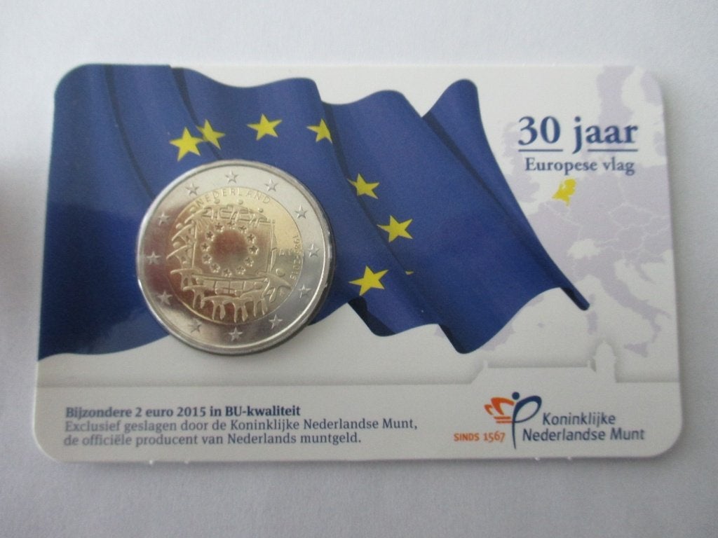 Coincard 30 jaar Europese vlag 2015 bu, Postzegels en Munten, Munten | Nederland, Ophalen of Verzenden, Koningin Beatrix, Euro's