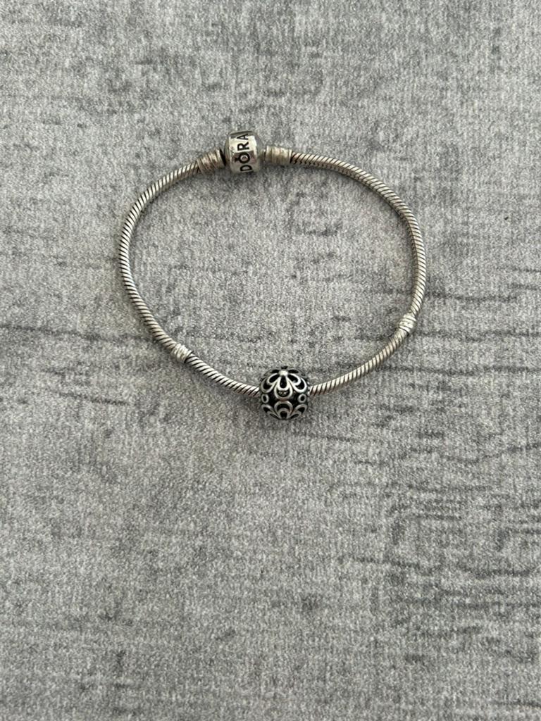 Pandora armabnd met bedel 20 cm, Ophalen of Verzenden, Zo goed als nieuw, Zilver