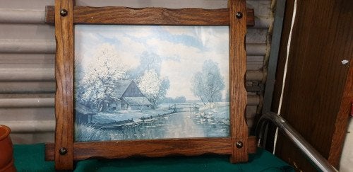 schilderij prent, huis water eenden,, Ophalen of Verzenden, 'T Olde Gre-j, Info@toldegrej.nl, Endepoelstraat 20f Didam
