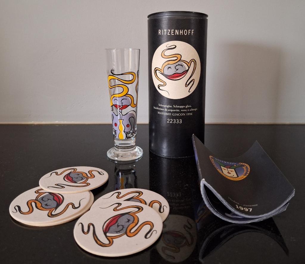 Ritzenhoff glas + originele verpakking - Massimo Giacon 1996, Ophalen of Verzenden, Zo goed als nieuw, Borrel- of Shotglas