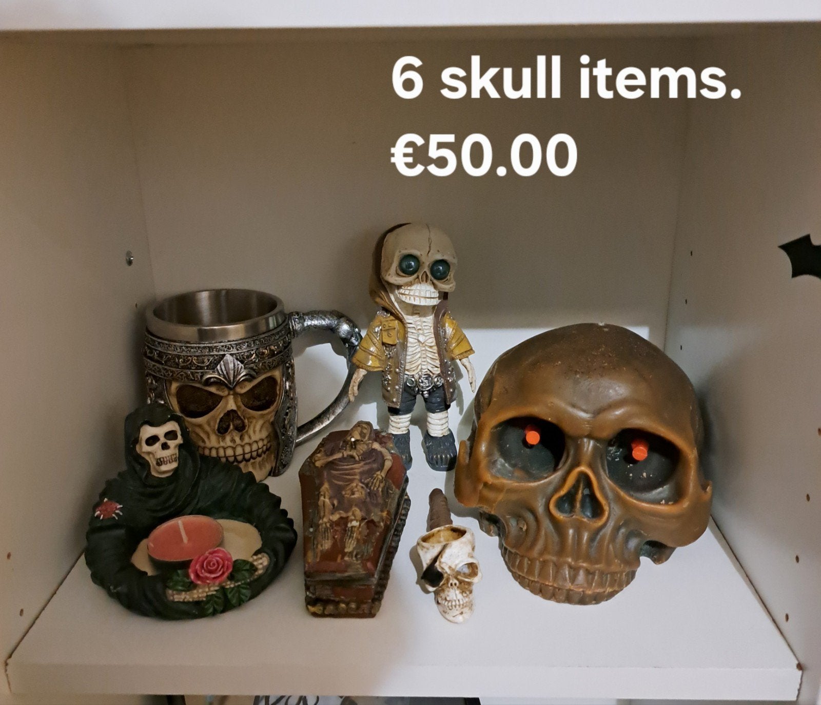 verzameling skull items + glas gravure, Ophalen of Verzenden, Zo goed als nieuw