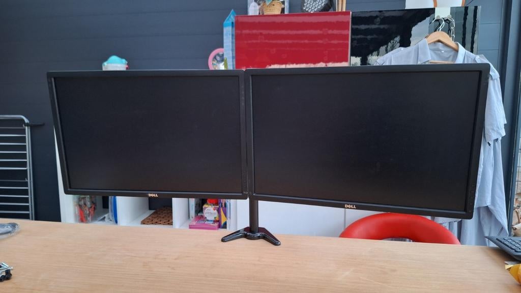 Dell Monitor Set: 2x 24 inch Full HD met Dual Monitor Arm, Computers en Software, Monitoren, Gaming, DVI, Full HD, Ophalen of Verzenden