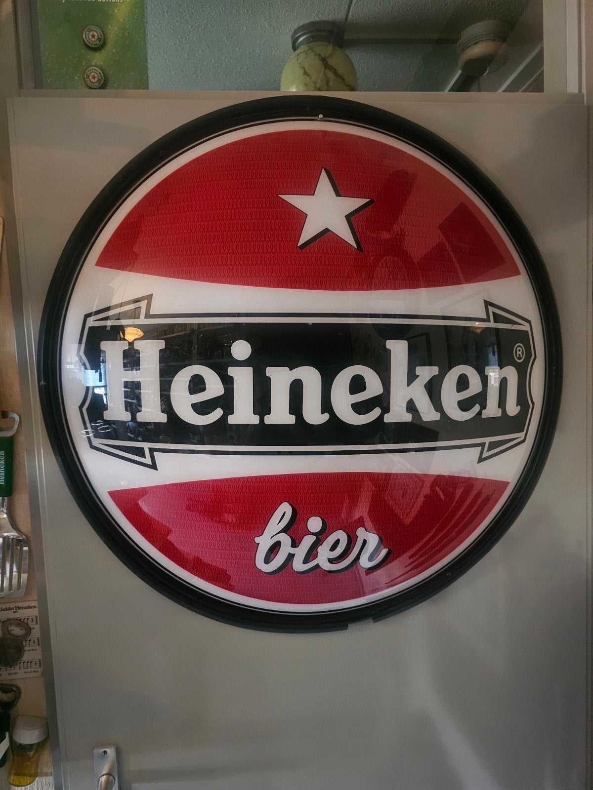 halve oude rode lichtbak reclame, Ophalen of Verzenden, Gebruikt, Reclamebord, Plaat of Schild, Heineken