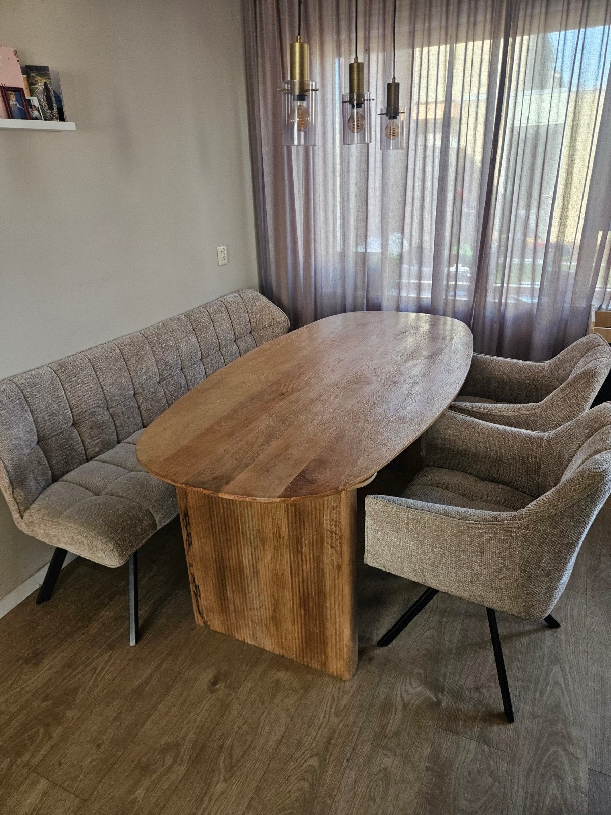 Eettafel - 180x90x76cm - Deens Ovaal - Mangohout, Ophalen, 50 tot 100 cm, Zo goed als nieuw, Deens ovaal, mango, naturel
