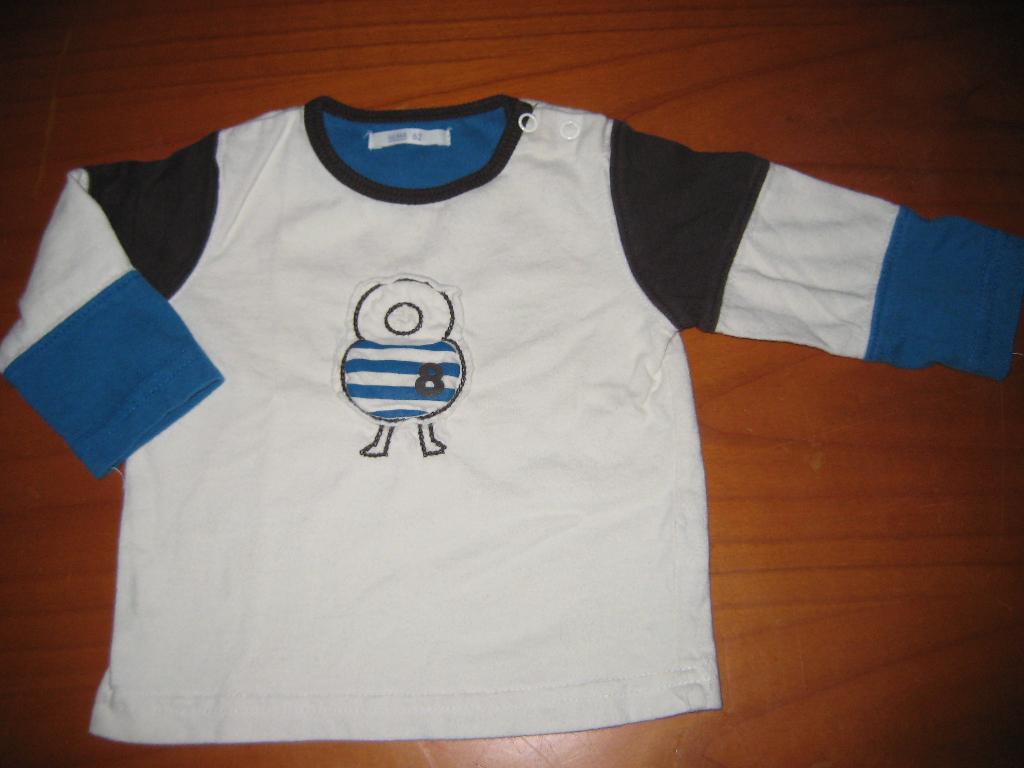 Wit/blauw shirt, 62, HEMA, Kinderen en Baby's, Babykleding | Maat 62, Ophalen of Verzenden, Zo goed als nieuw, Jongetje, Shirtje of Longsleeve