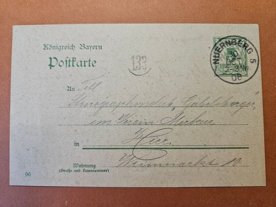 80) Nürnberg 1906, Postzegels en Munten, Ophalen of Verzenden, Briefkaart