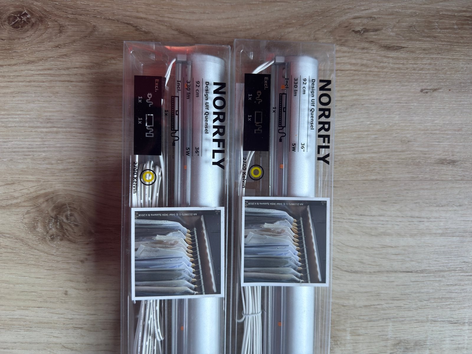 Ikea Norrfly led kastverlichting 2 x, Ophalen, Zo goed als nieuw, 25 tot 50 cm, Minder dan 100 cm