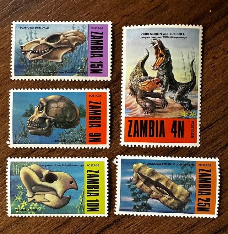 Zambia 1973: Prehistorische Dieren  ongebruikt Set, Ophalen of Verzenden, Zambia