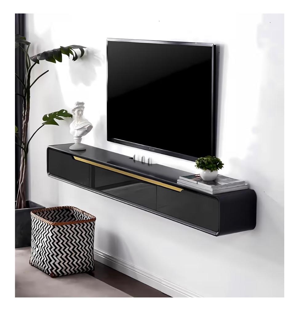 Zwevend tv meubel met 2 Lades, TV Plank zwart, Ophalen, 150 tot 200 cm, Nieuw, Minder dan 100 cm