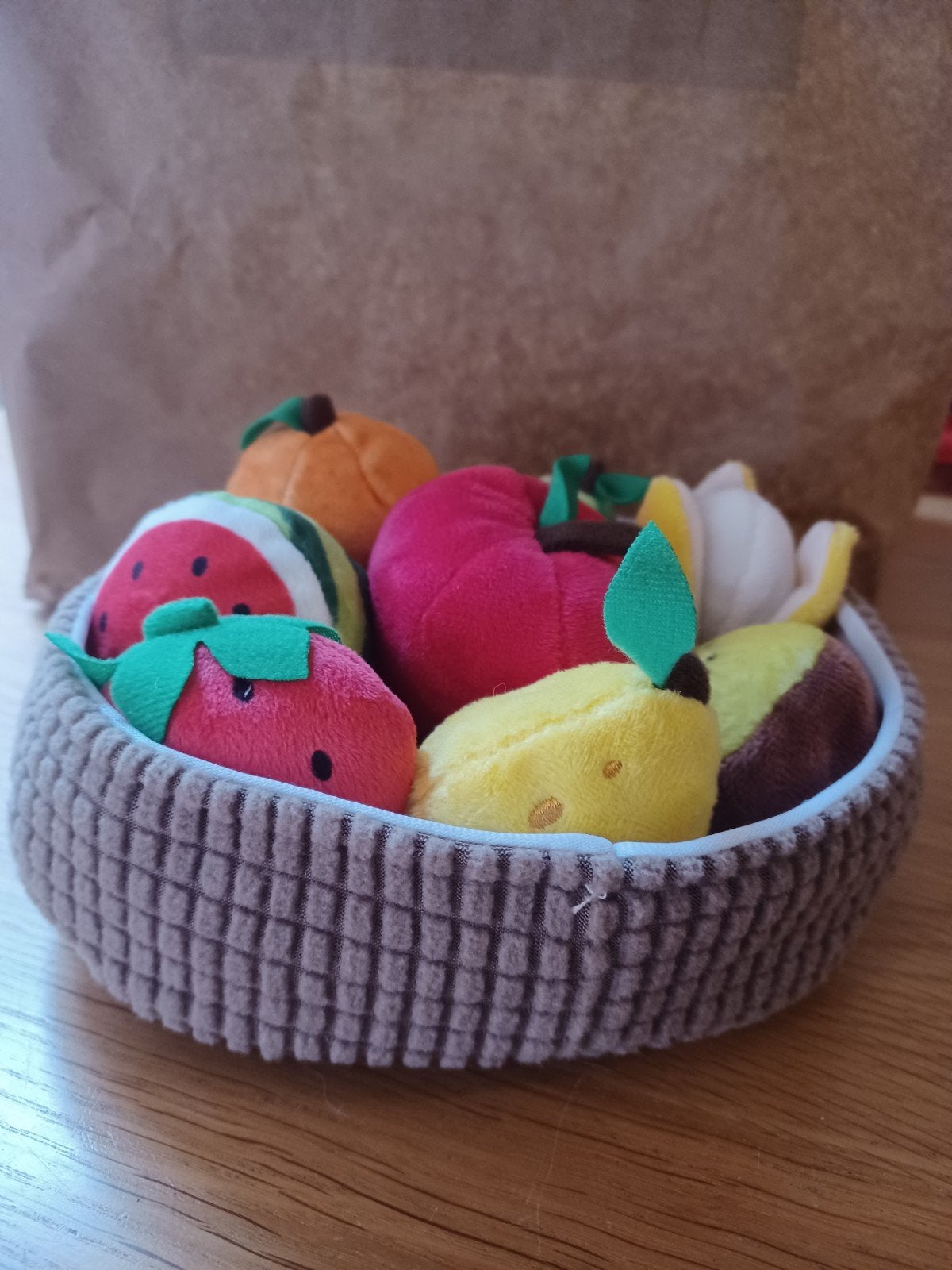 Zachte speelgoed fruitmand met pluche fruit, Ophalen of Verzenden, Overige typen
