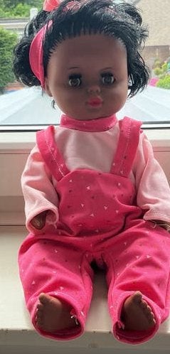 Vintage Babypop met Roze Kleding - Jaren '70/'80, Kinderen en Baby's, Speelgoed | Poppen, Ophalen of Verzenden, Gebruikt, Babypop
