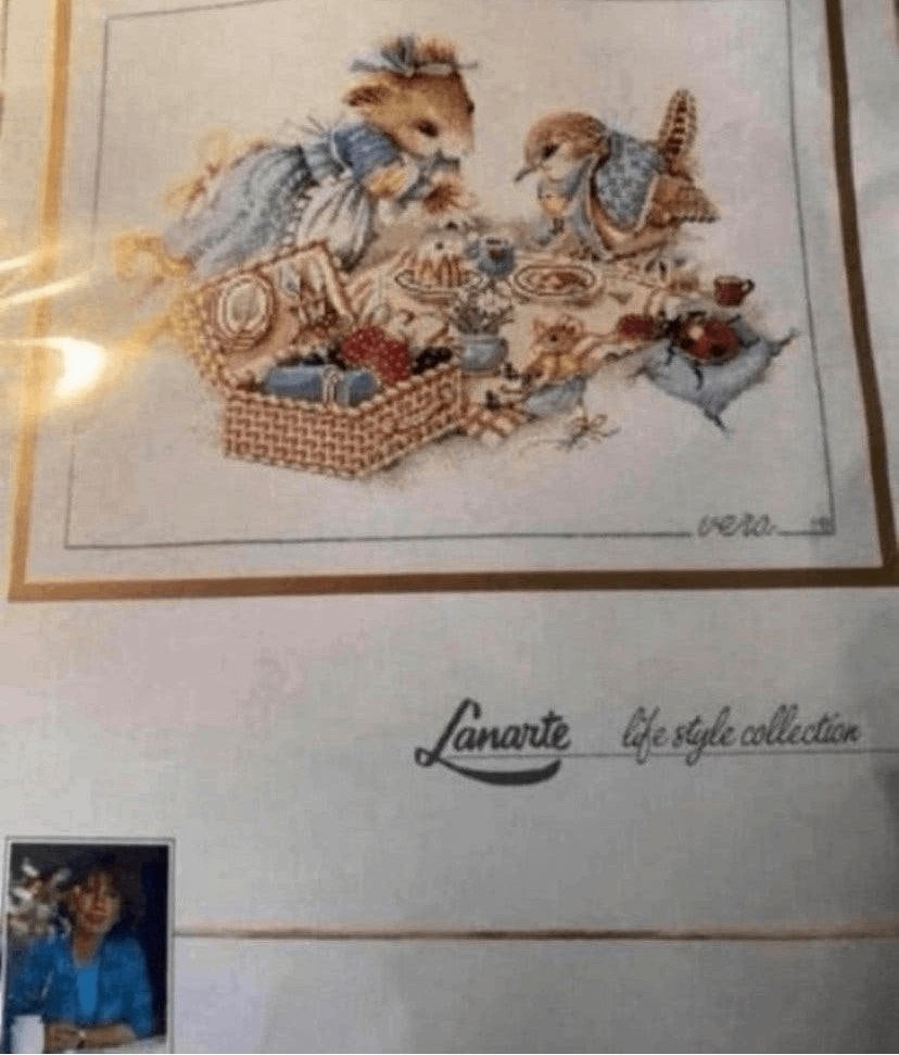 BORDUURPAKKET LANARTE VERA DE MUIS PICKNICK, Hobby en Vrije tijd, Ophalen of Verzenden, Nieuw, Handborduren, Borduurpakket