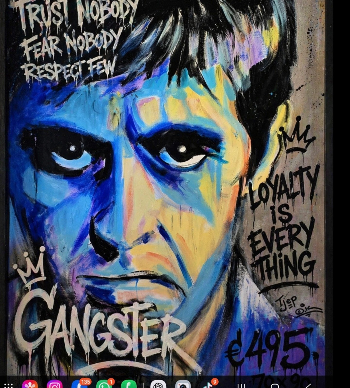 GANGSTER – Uniek handgeschilderd kunstwerk 
Kracht, loy, Ophalen of Verzenden