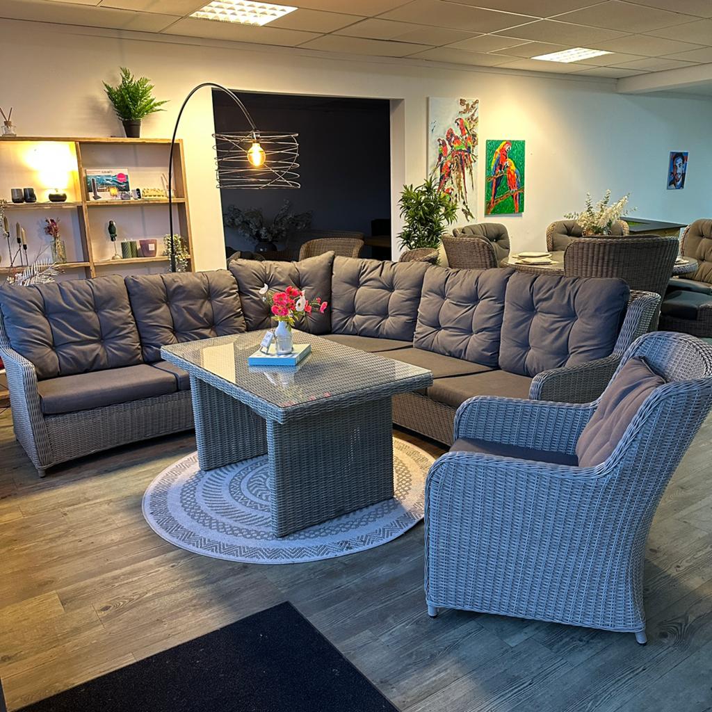 XL wicker loungeset / tuinset – Hoekbank + fauteuil + tafel, Verzenden, ., Zo goed als nieuw, .