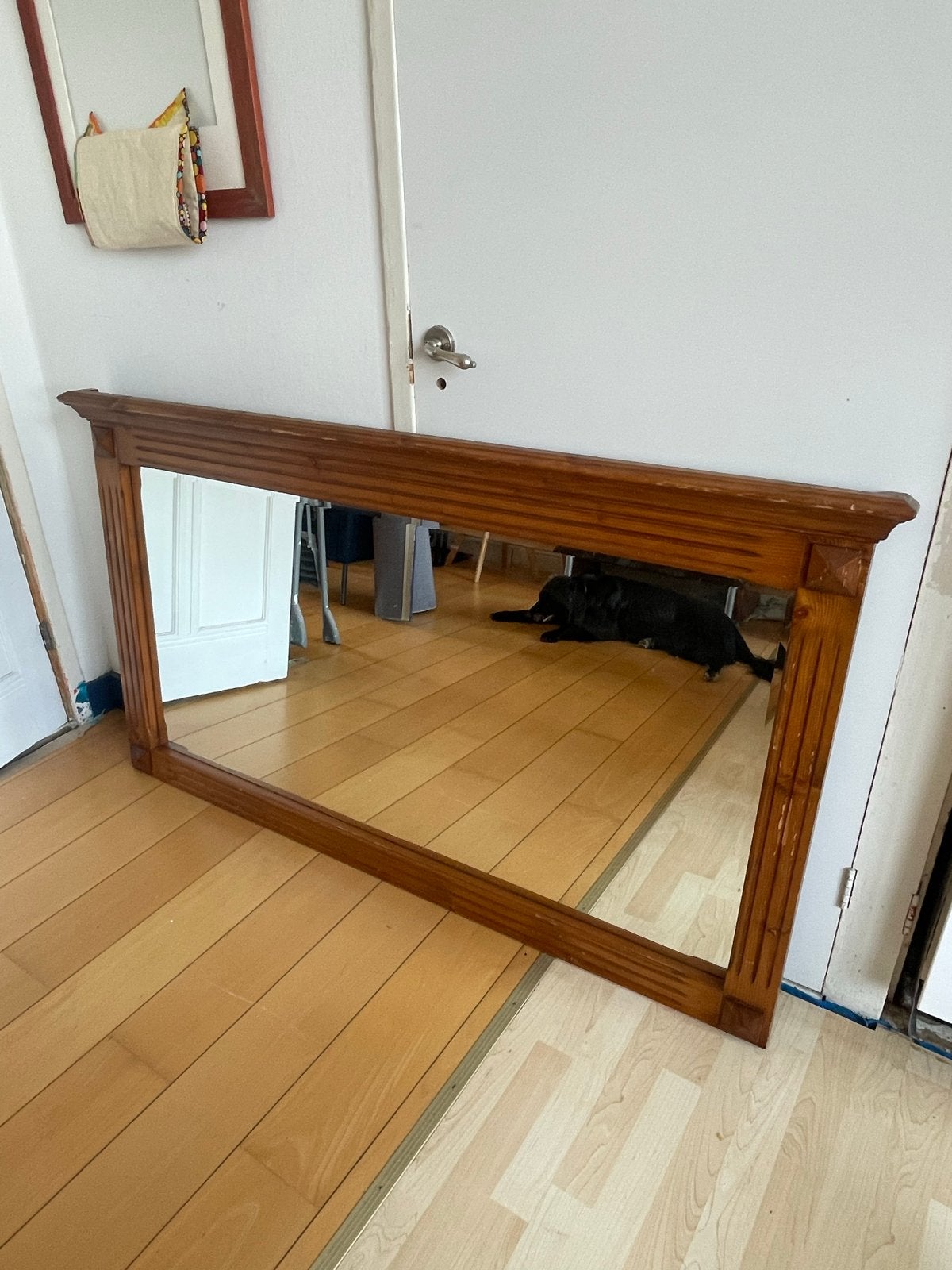 Grote spiegel met houten lijst (162x91cm), Ophalen, Gebruikt, 125 cm of meer, Minder dan 100 cm