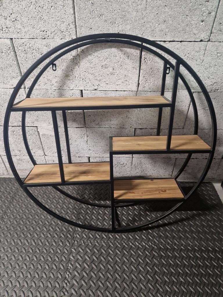 Rond wandrek met houten planken - Industrieel design, Ophalen, Gebruikt