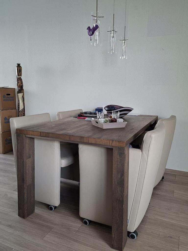 Houten eettafel 90x160 cm. Moet zsm weg!, Ophalen, Gebruikt, 50 tot 100 cm, 150 tot 200 cm