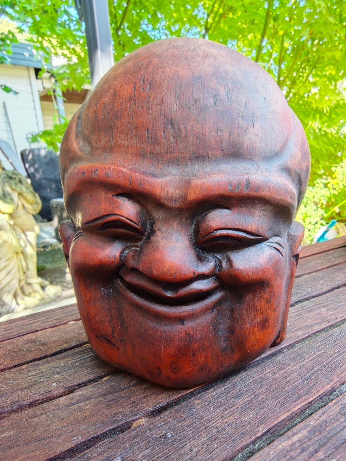 Lachende Boeddha masker - Handgemaakt Suar hout - 20 cm, Huis en Inrichting, Woonaccessoires | Boeddhabeelden, Verzenden, Nieuw