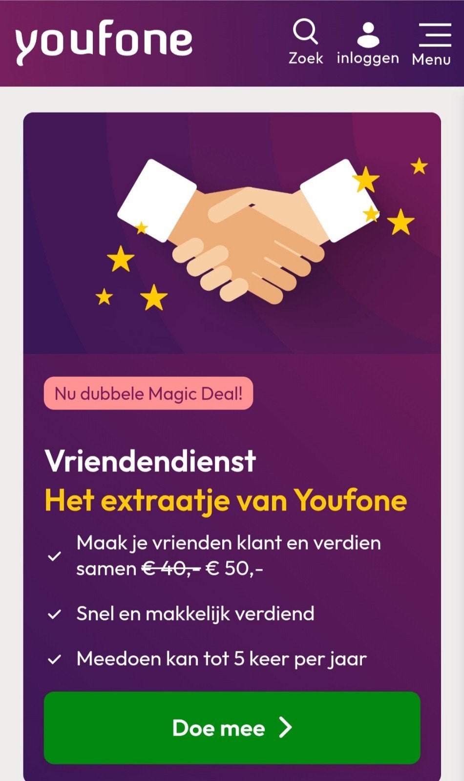 YouFone Youfone €25 gratis korting abonnement kortingscode, Ophalen, Nieuw