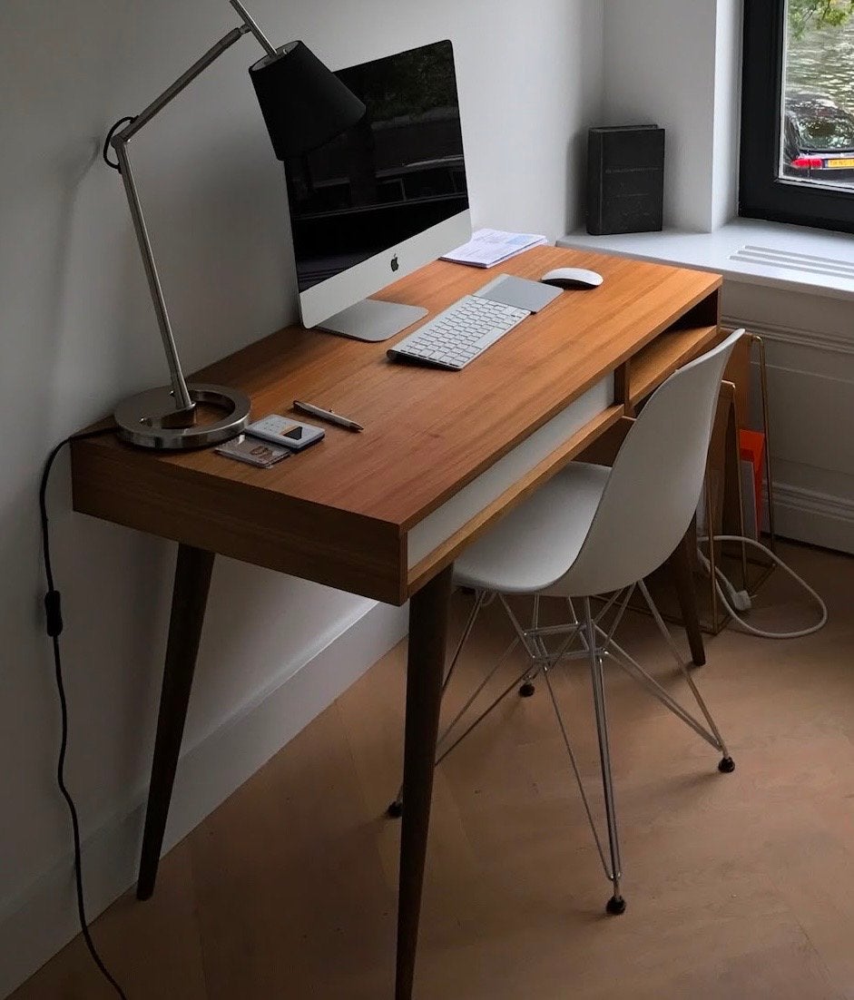 Celine Bureau Walnoot/Wit, Ophalen, Opbergruimte, Hout, Bruin