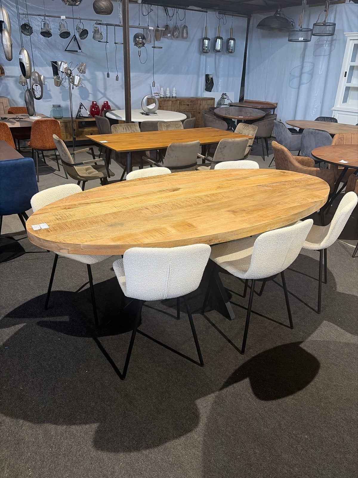 Ovale mangohouten eettafel 220x110 cm - Weco Meubelen, Ophalen of Verzenden, Nieuw