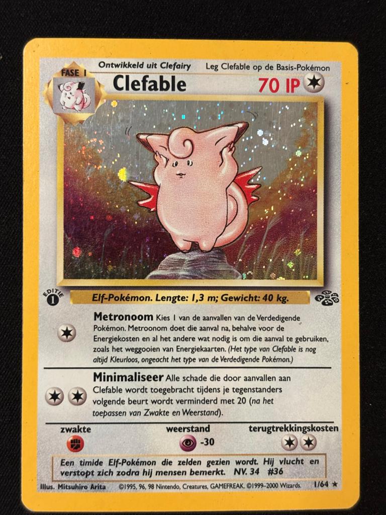 Clefable Pokémon Kaart - Editie 1, Foil, 70 IP+ SWIRL, Hobby en Vrije tijd, Verzamelkaartspellen | Pokémon, Gebruikt, Losse kaart