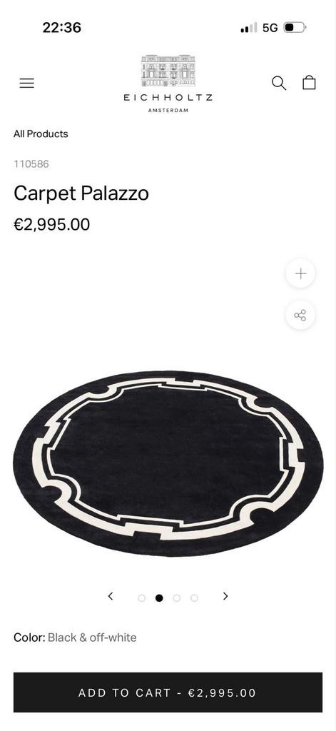 EICHHOLTZ Carpet Palazzo tapijt zwart/off-white, Huis en Inrichting, Stoffering | Tapijten en Kleden, Nieuw, 200 cm of meer, Ovaal