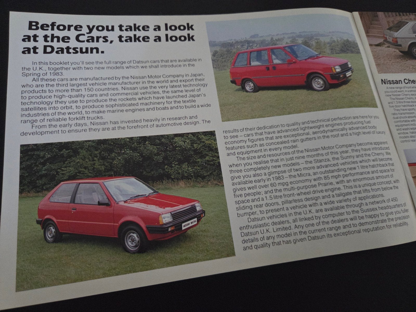 Brochure Nissan / Datsun 1983 UK, Ophalen of Verzenden, Zo goed als nieuw, Nissan
