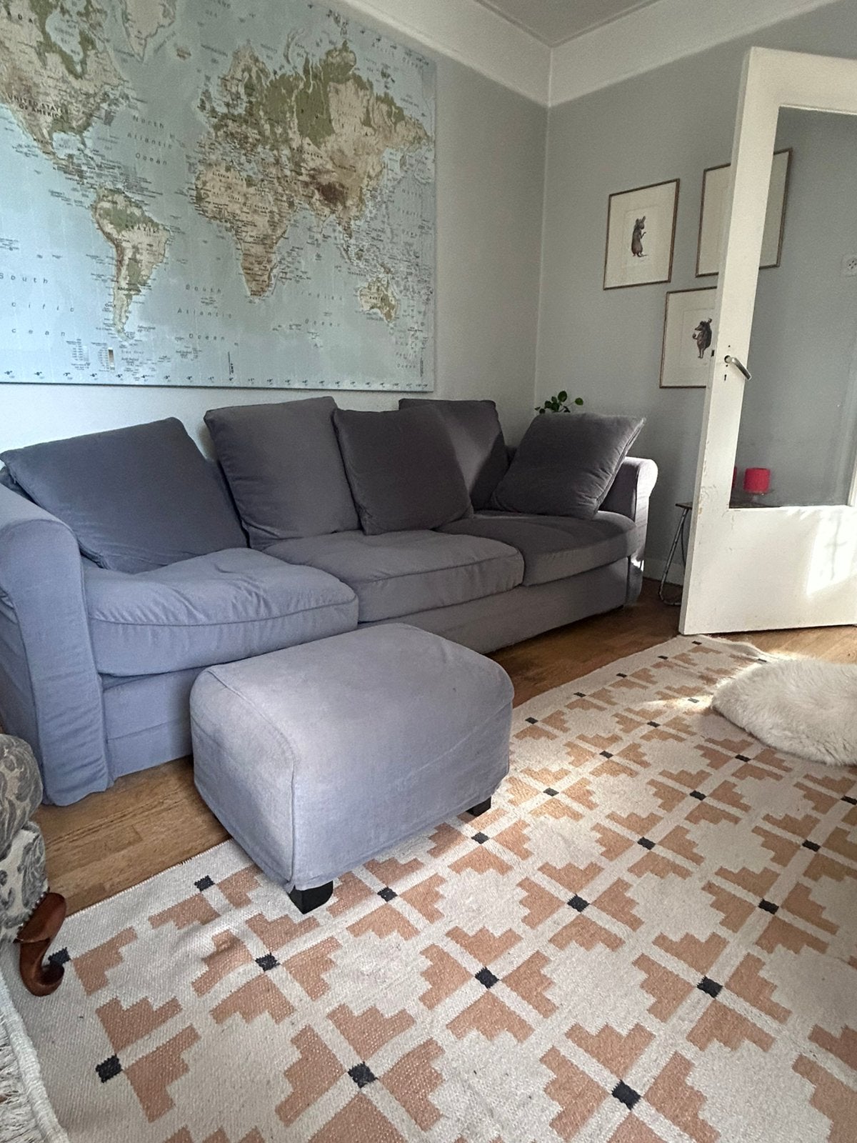 Gronlid IKEA bank met hocker, Ophalen, Gebruikt, Zwart, Tapijt
