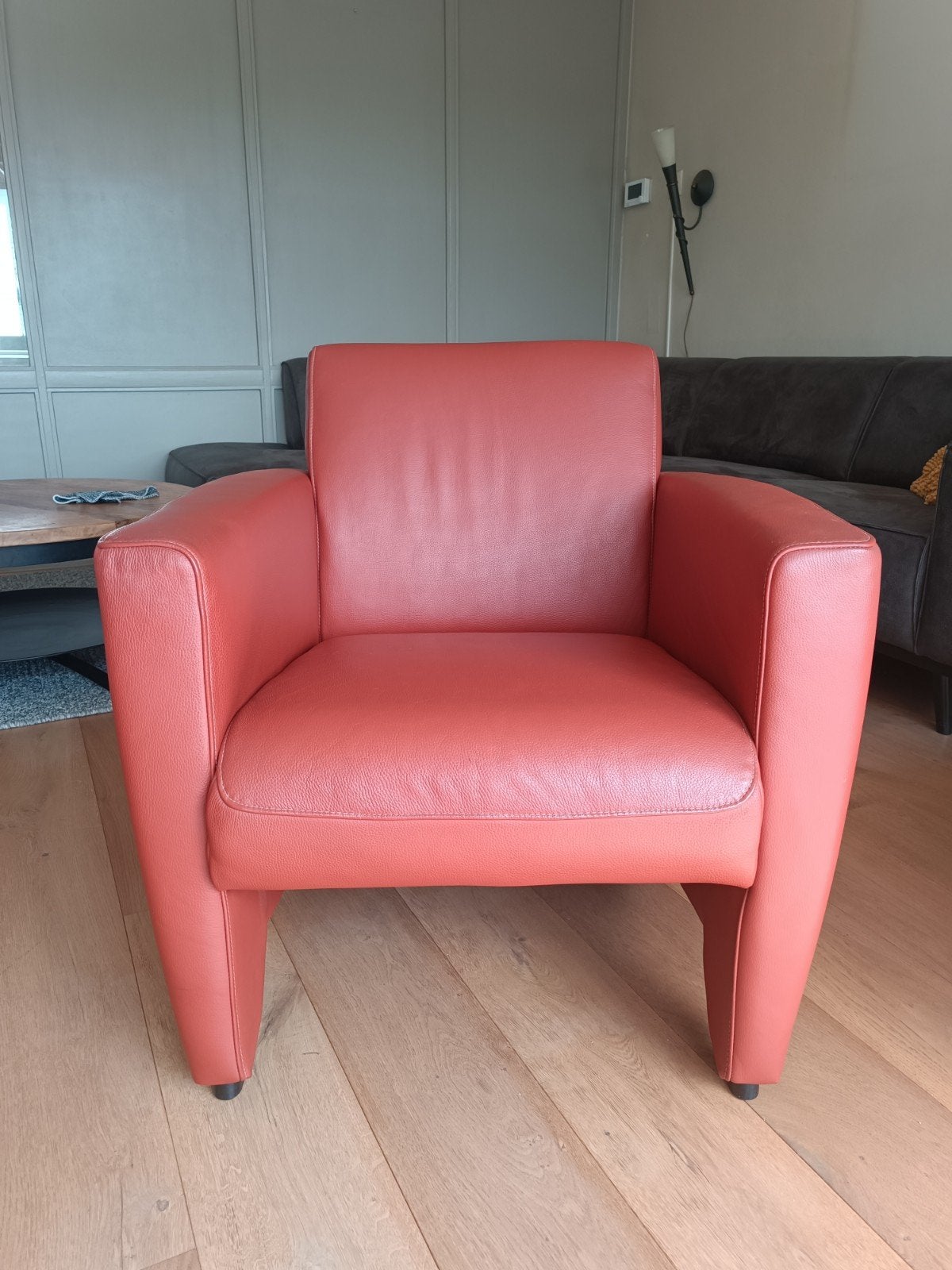 Set van twee terra Montel leren fauteuils, zo goed als nieuw, Huis en Inrichting, Fauteuils, Ophalen of Verzenden, Zo goed als nieuw