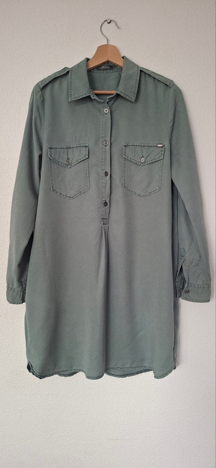 Geisha Tencel Blousejurk blauw/ groen. Maat S (36/38), Geisha, Ophalen of Verzenden, Zo goed als nieuw, Maat 36 (S)