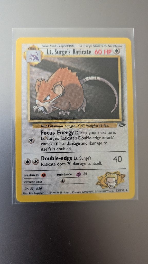 Lt. Surge's Raticate Pokémon Gym Challenge (number 53/132)., Ophalen of Verzenden, Zo goed als nieuw