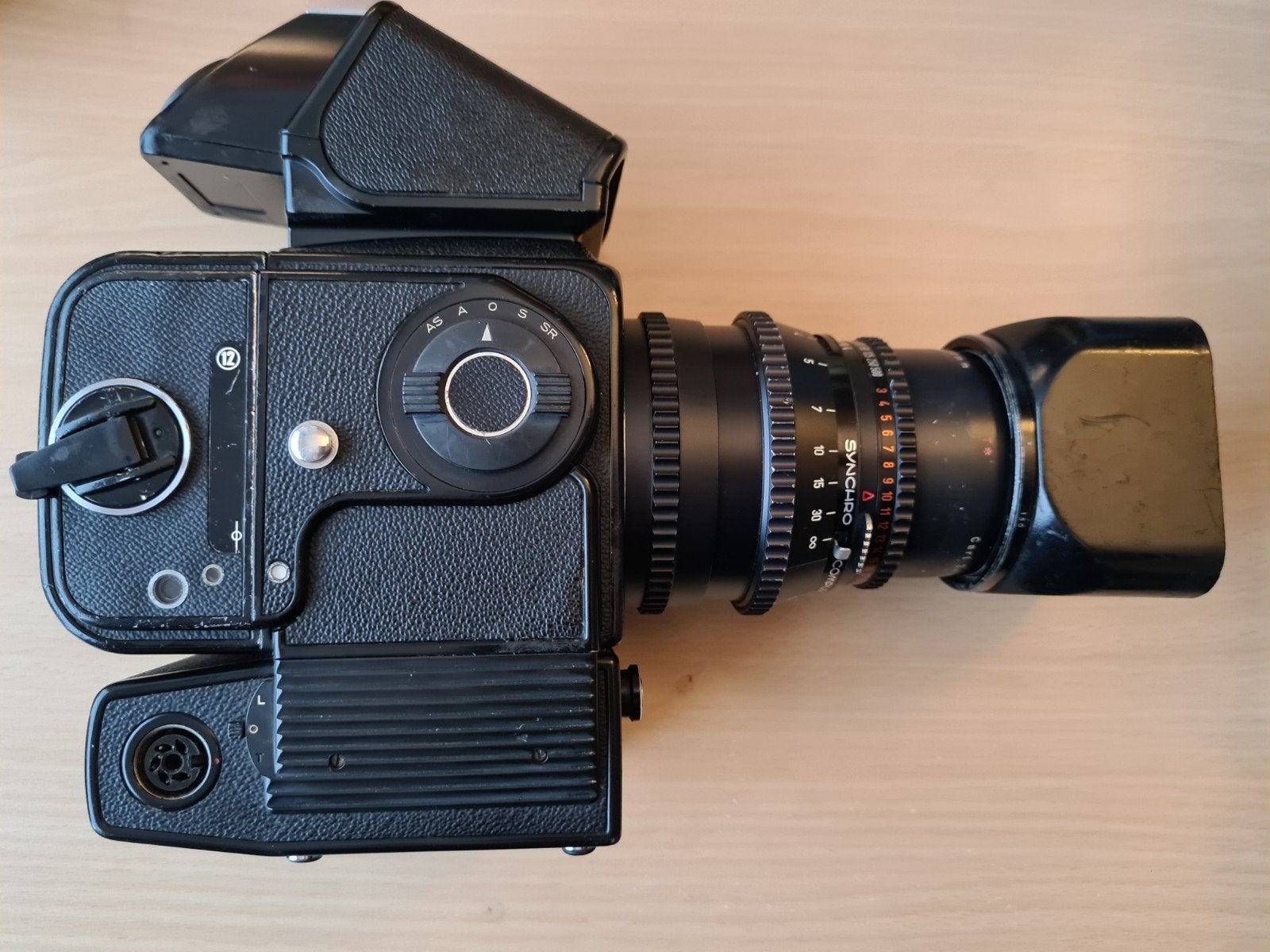 Hasselblad 500EL/M met Carl Zeiss Sonnar 1:4 f=150mm lens, Ophalen of Verzenden, Gebruikt, Spiegelreflex, Overige Merken